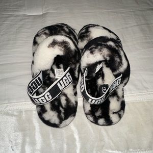 UGG K Fluff Yeah Slide Zebra Slipper, Black / White